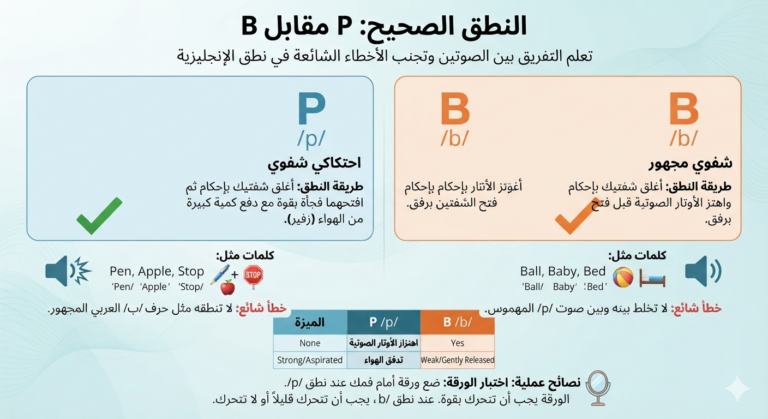 نطق حرف P مقابل حرف B: لماذا تتحول Pen إلى Ben في فمك؟